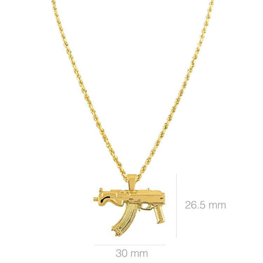 Yellow 14k Yellow Gold Micro Draco AK47 Pistol Pendant